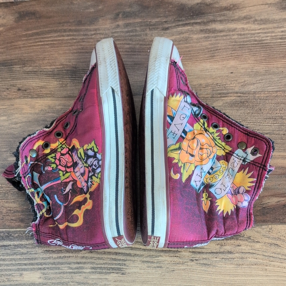 Ed Hardy Tattoo Roses True Love Vintage High-Top Sneaker 8                M530 - Picture 5 of 9